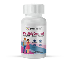 Bottle of BariatricPal PeptideComfort GLP-1 support vitamin for nausea relief