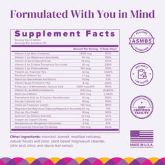 Barimelts Bariatric Multivitamin with Iron bottle back and supplement facts