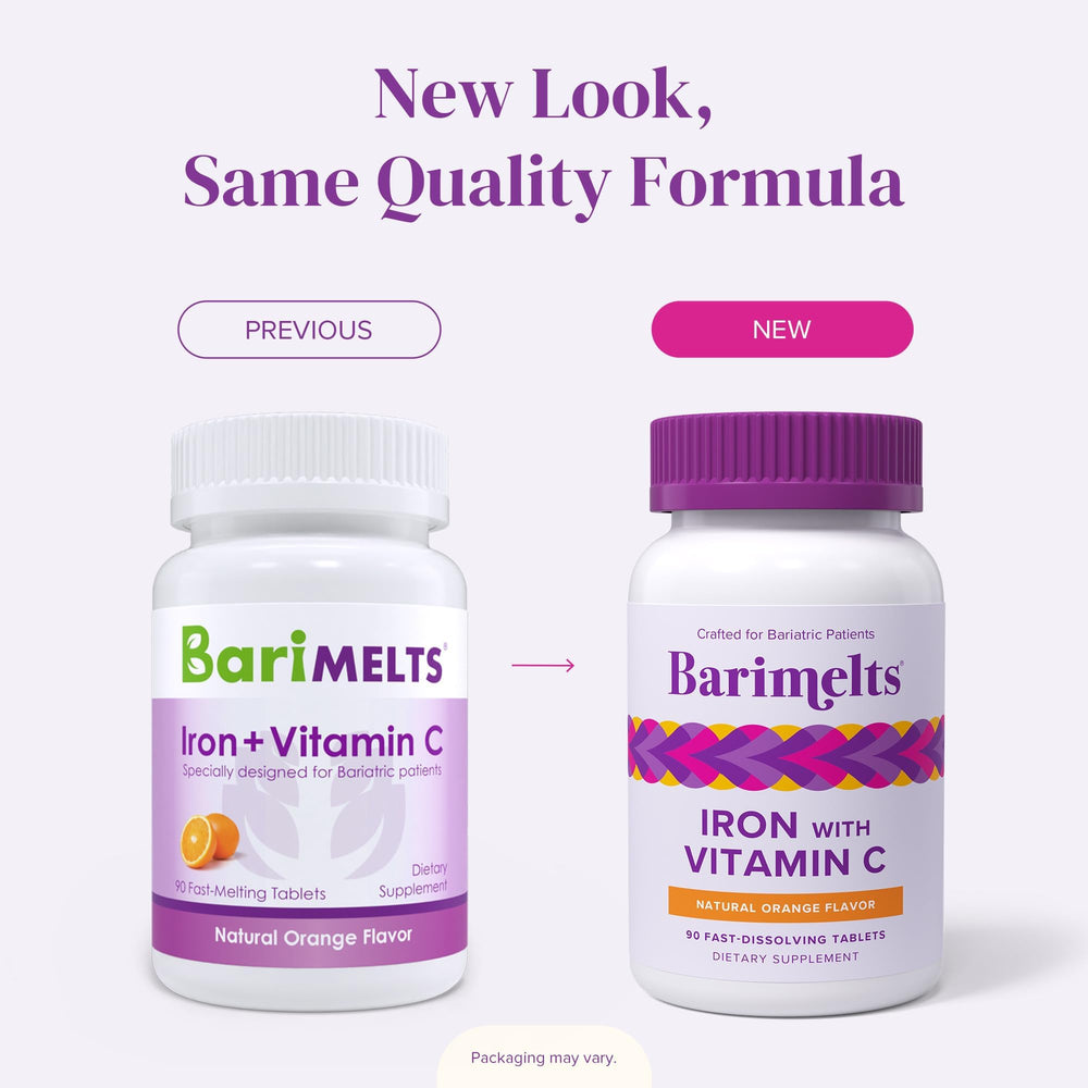 Nutrition facts label for Barimelts iron supplement