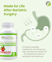 BariSlim complete multivitamin packaging showing 45mg iron per serving