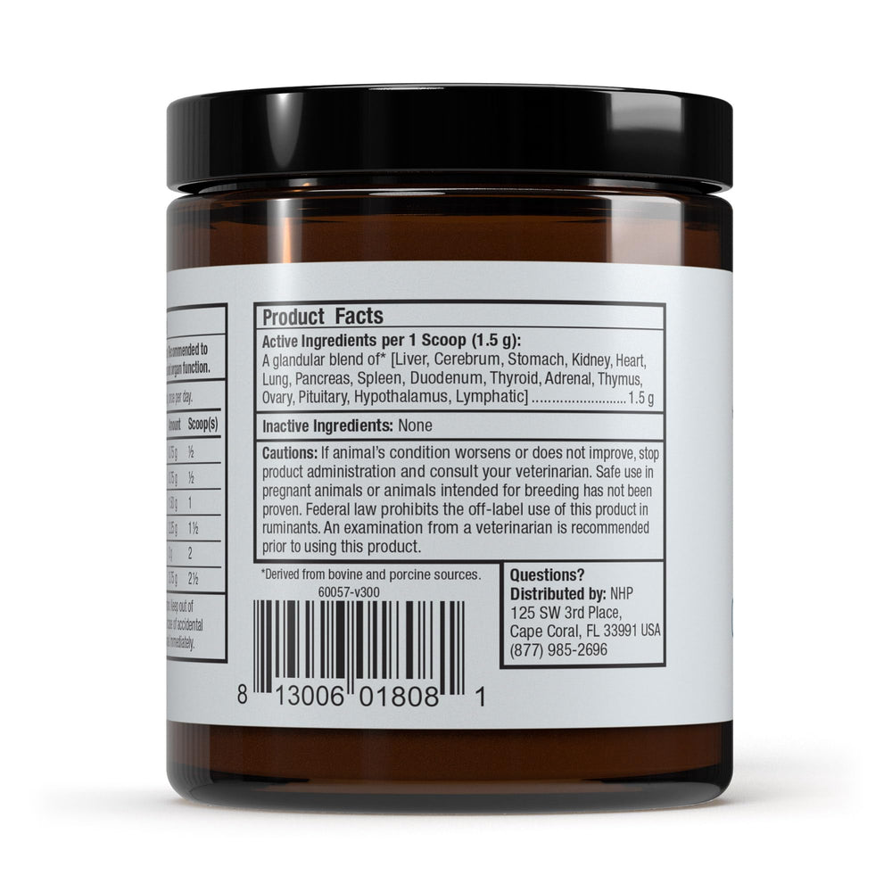 Close-up of Bark & Whiskers Glandular Support label