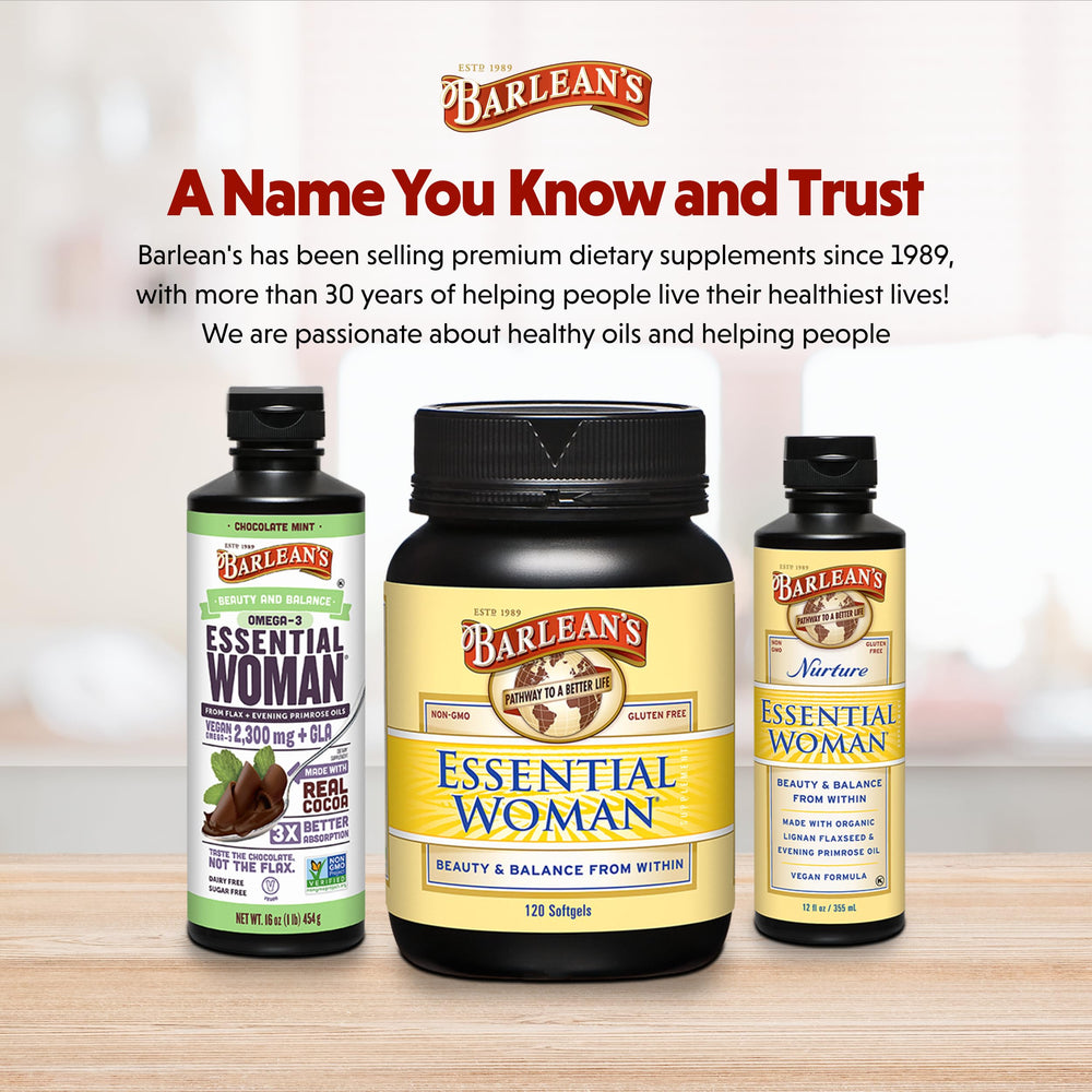 Made in the USA Barlean's Essential Woman bottle