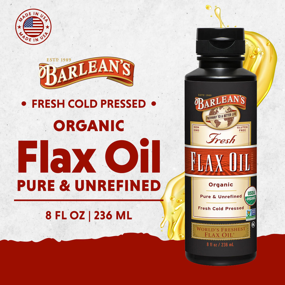 Ingredients panel on Barlean's Flaxseed Oil label