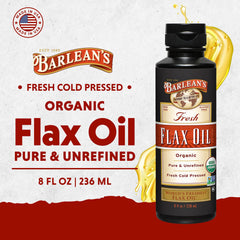 Ingredients panel on Barlean's Flaxseed Oil label