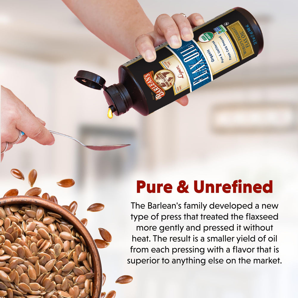 Illustration of lignan and ALA content in Barlean's flaxseed oil