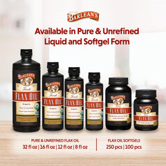Refrigerated Barlean's flaxseed oil bottle after opening