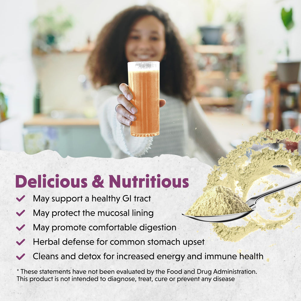 Barlean's Intestinal Repair bottle with label showing serving size