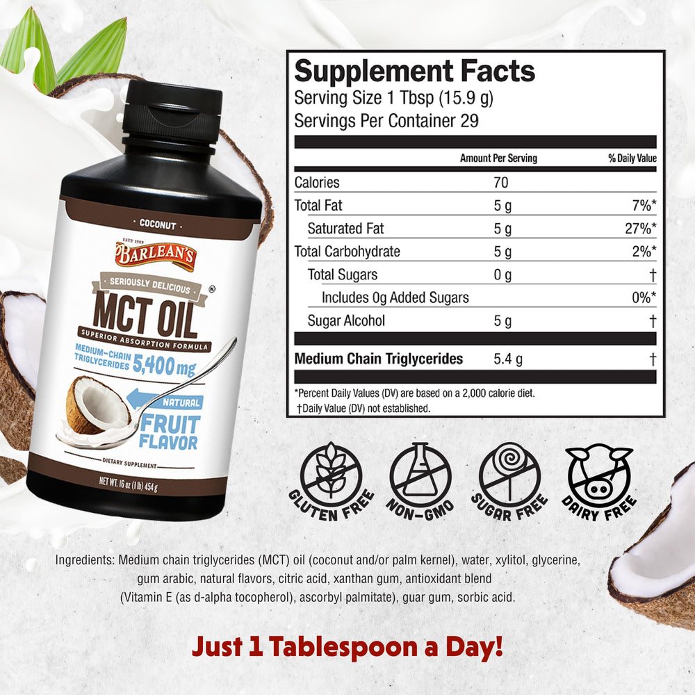 Pouring Barlean's MCT Oil Coconut Flavor into coffee