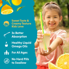 Close-up of Barlean's Omega-3 Kids Lemonade bottle label