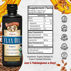 Barlean's flaxseed oil bottle made in the USA