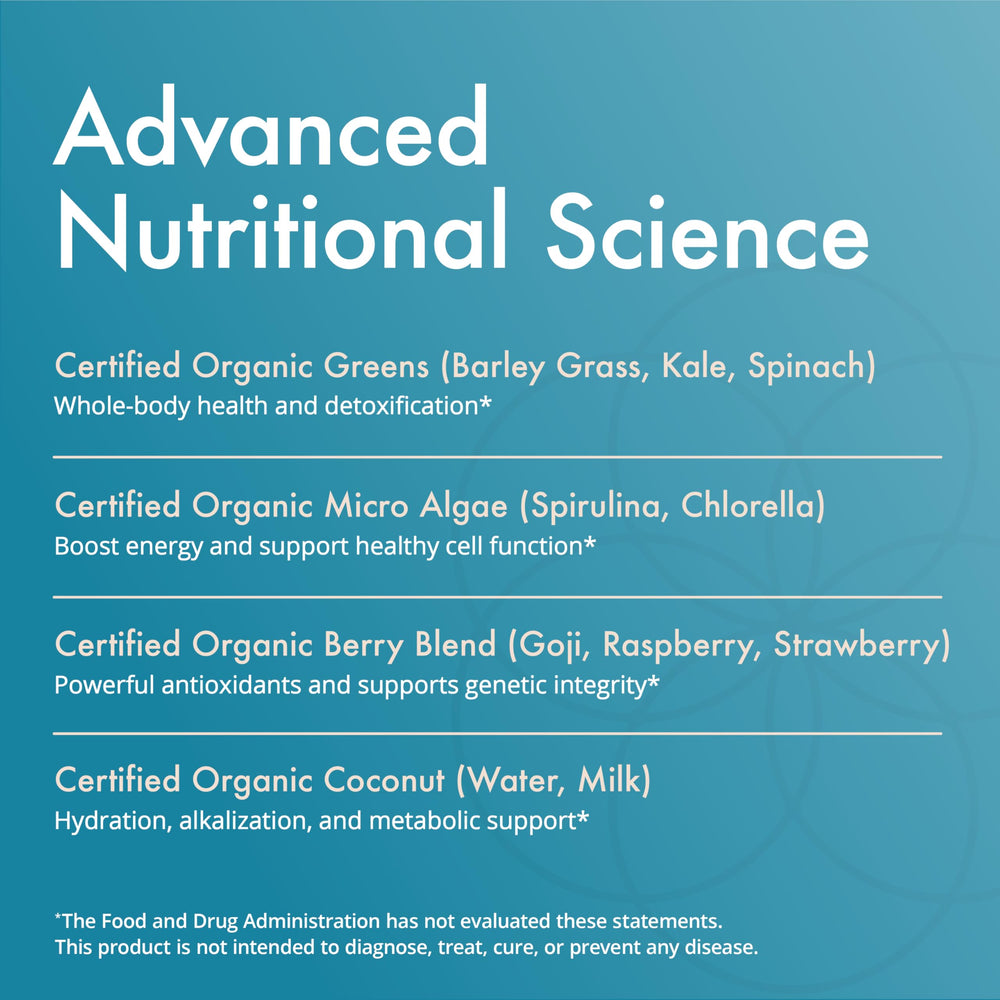 Barley grass, kale and spinach greens blend in N-Liven