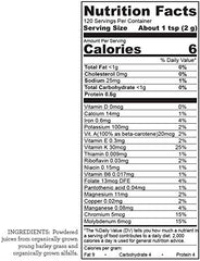 Close-up of barley grass juice and alfalfa juice ingredients