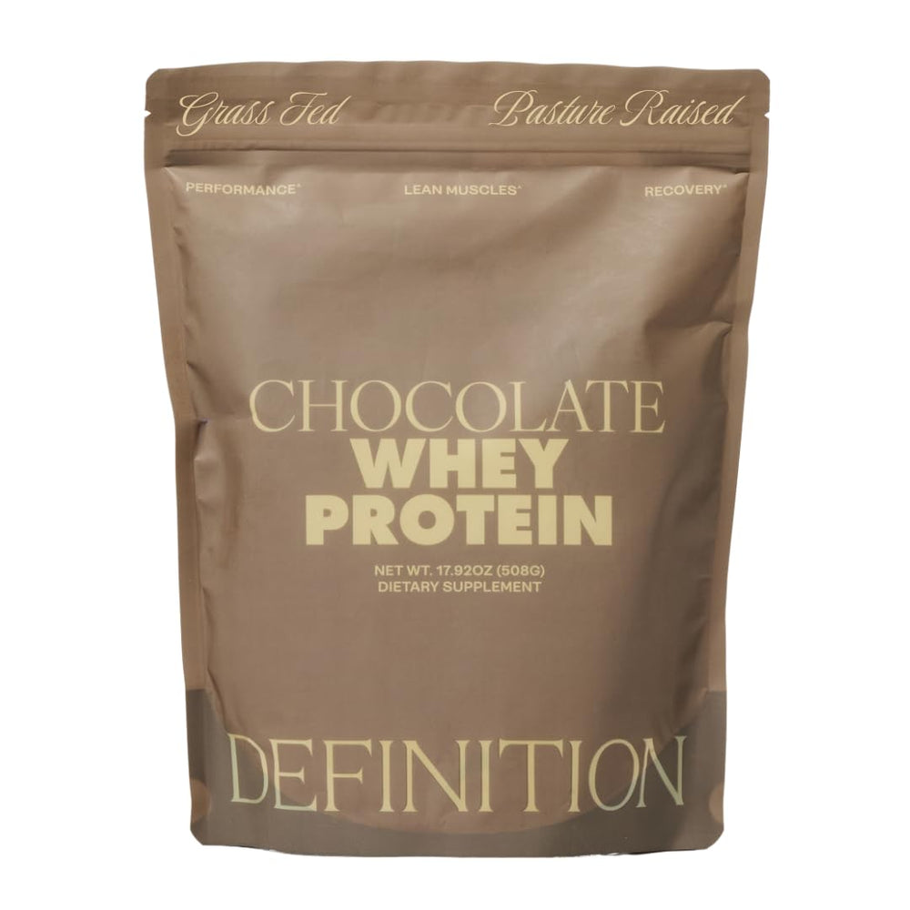 Barre Definition chocolate whey protein pour for post-workout fueling