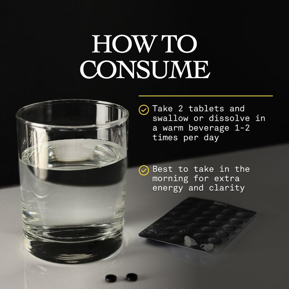 Energy and wellness concept featuring Shilajit tablets