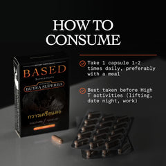 Based Supplements wild-harvested Butea Superba root preserves potency and natural flavor.