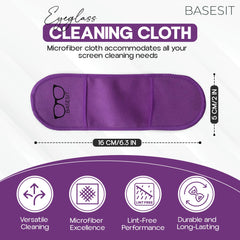 Basesit eyeglass cleaning cloth 4 pack – orange/purple microfiber cloths close-up (image 2)