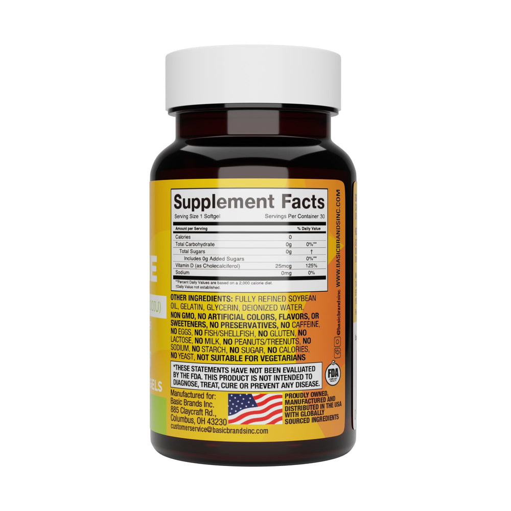 Vitamin D3 1000IU softgels close-up