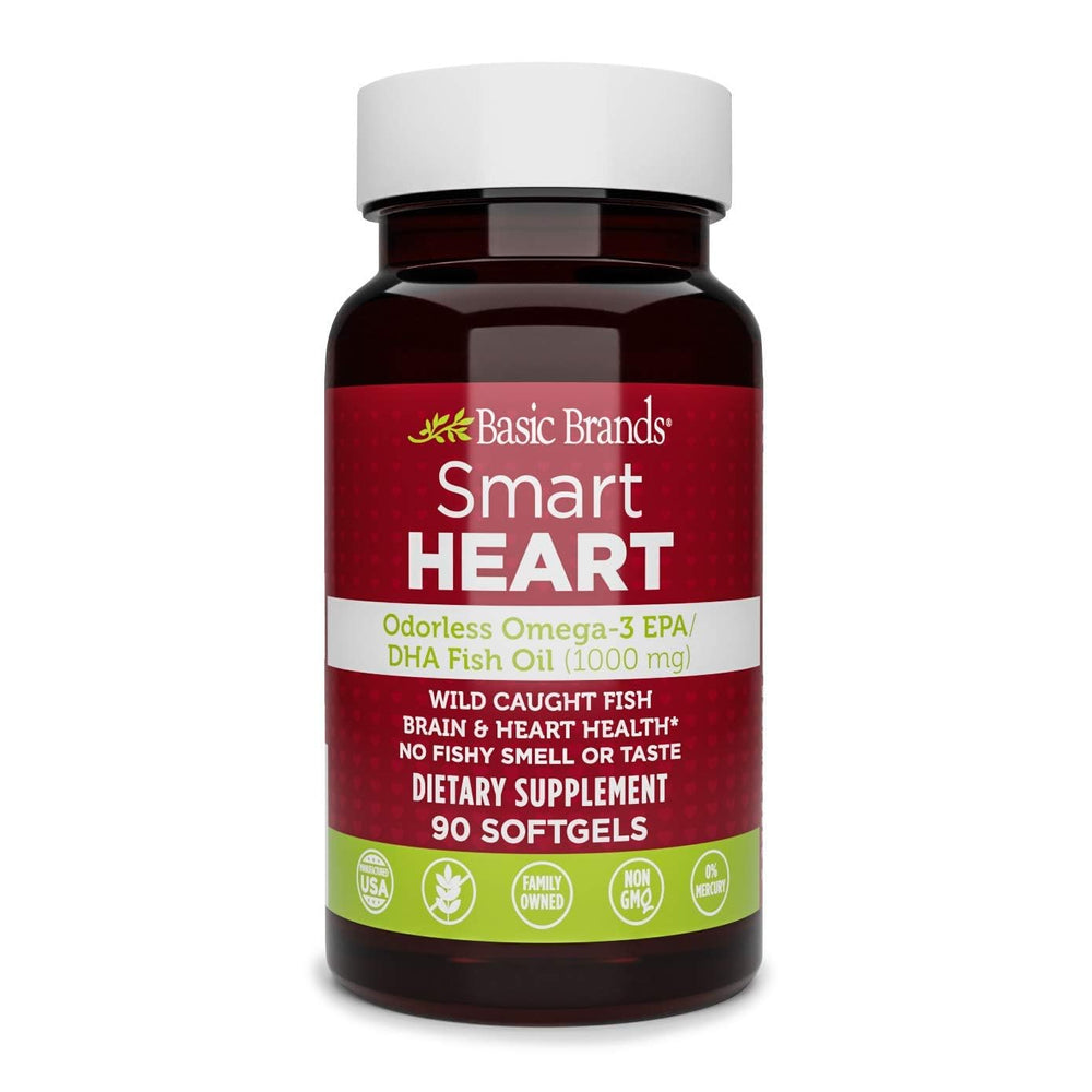Basic Brands SMART HEART Odorless Omega-3 1000 mg softgels – 90 count