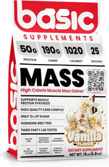 Front view of BASIC SUPPLEMENTS Mass Gainer Vanilla 15 lb