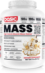 BASIC SUPPLEMENTS Mass Gainer Vanilla 6 lb container