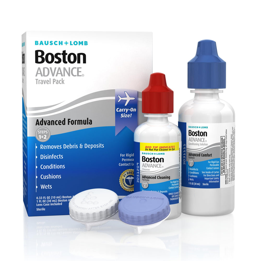 Back view of the Bausch & Lomb Boston Advance Travel Pack 3-pack