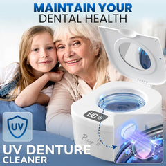 Dentures being cleaned in ultrasonic cleaner