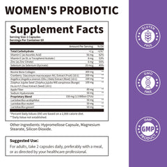 Product label highlighting vaginal pH balance, lactobacillus, and cranberry