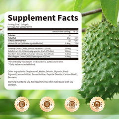 BBEEAAUU soursop capsules bottle on table shows vegan, gluten-free wellness.