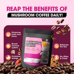 Close-up of the 10-in-1 mushroom blend ingredients
