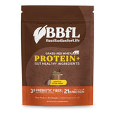 BBfL Grass-Fed Whey Protein Shake cocoa-cream bottle pour highlights post-workout fuel
