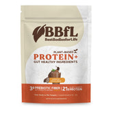 BBfL protein shake bottle shows 21g vegan protein for daily muscle support