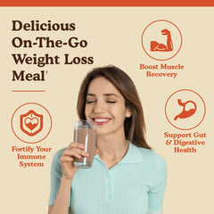 BBfL protein shake with measuring scoop illustrates convenient 15-serving nutrition