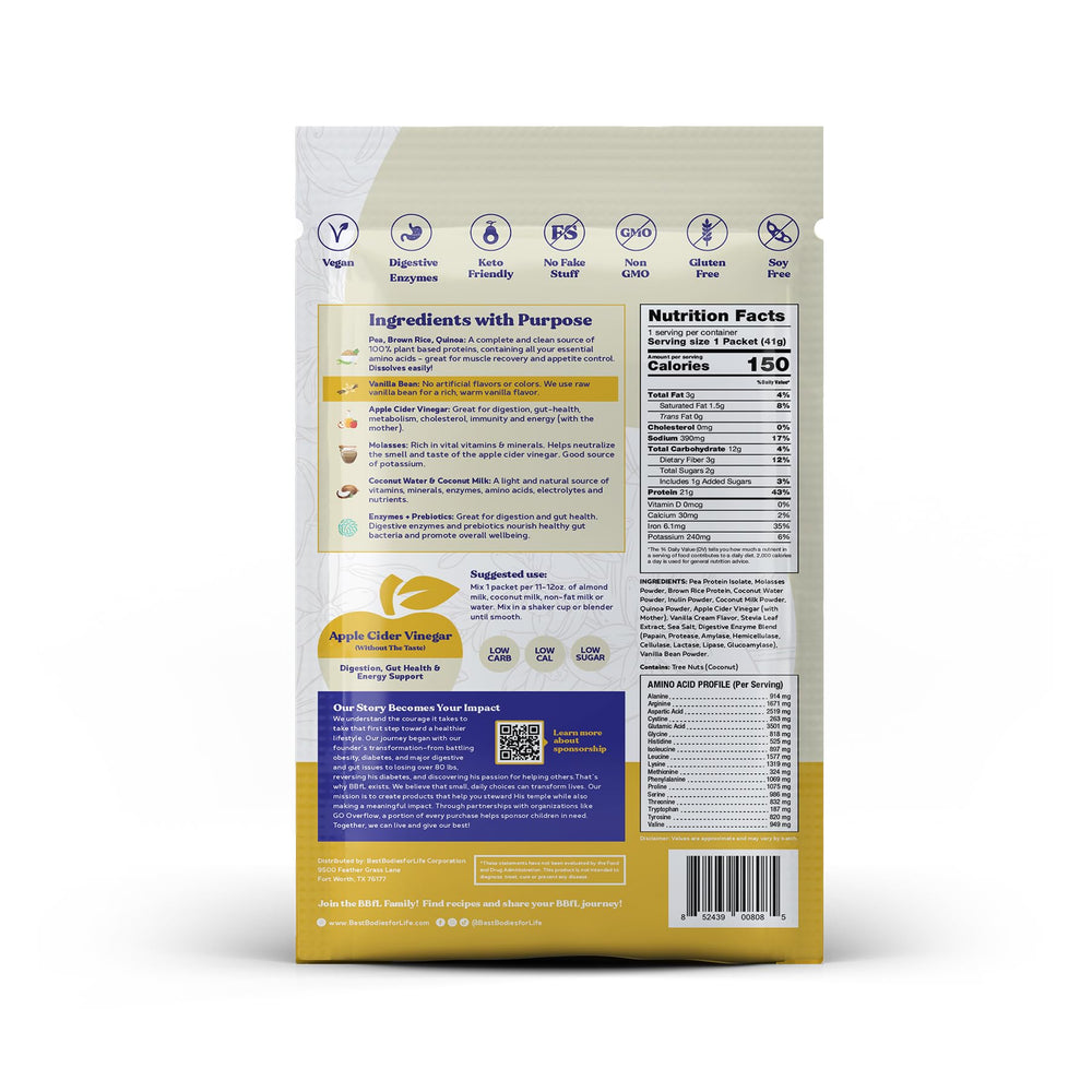 BBfL Protein Shake vegan-protein-blend conveys plant-powered nutrition for active days.