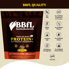 BBfL empaque frontal de batido de proteína de cacao crema