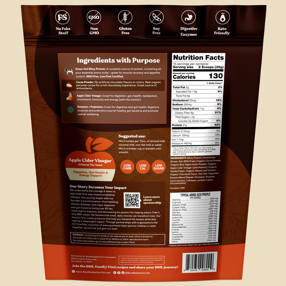 BBfL batido de proteína de cacao crema enzimas digestivas para absorción