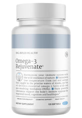 BBH Omega-3 Rejuvenate hero image featuring bottle and softgels