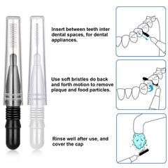 Interdental brushes showing head diameters 2.1mm and 3mm