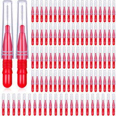 BBTO 100 Pcs Braces Dental Brush Flosser red package front view