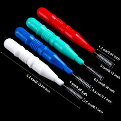 Interdental brush flossers close-up with nylon-coated wire