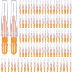 BBTO 100pcs braces dental brush flosser orange packaging