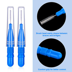 Interdental brushes displayed in travel-friendly setup