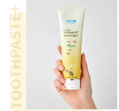 Lifestyle shot with white smile and product branding