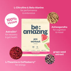 Be Amazing pre-workout ingredients blend with 13 actives for training support