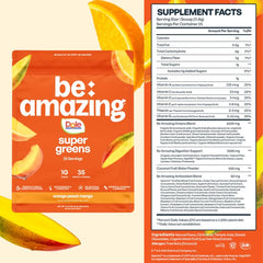 BE AMAZING Super Greens Pink Lemonade mixer demonstrates tangy greens for a midday lift.