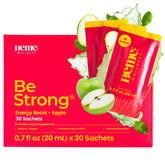 Front view of BeMe Be Strong Vitamin B12 Liquid Shot Apple flavor sachet