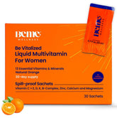 BeMe Liquid Multivitamins for Women orange flavor sachet packaging