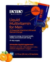 BeMe Liquid Multivitamins for Men box with orange flavor