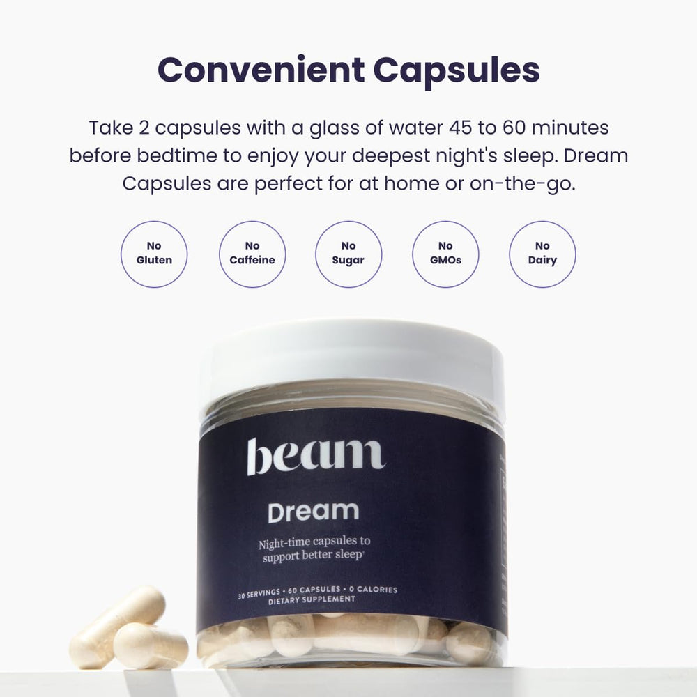 Third-party testing seal on Beam Dream Sleep Capsules packaging