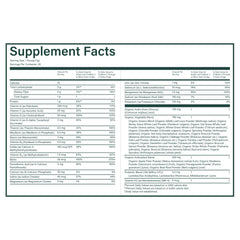 Close-up of organic greens included in the formula