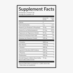 Beam Pre Workout scoop displaying L-Citrulline and Beta-Alanine for performance.